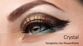  Presentation with brown - Presentation theme with part of face beautiful woman background and a  colored foreground