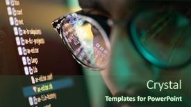  Presentation with information - Presentation enhanced with part-of-face-of-young background and a ocean colored foreground