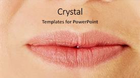  Presentation with lips - Theme enhanced with up beautiful female mouth full - part of face young woman background and a coral colored foreground