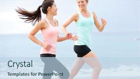  Presentation with girls running - Cool new presentation with part of healthy lifestyle two backdrop and a light blue colored foreground
