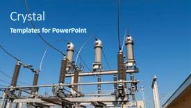  Presentation with switches - Slides with part-of-high-voltage-substation background and a ocean colored foreground