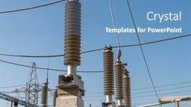  Presentation with switches - PPT theme with part-of-high-voltage-substation background and a teal colored foreground