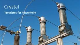  Presentation with high voltage - Presentation theme consisting of part-of-high-voltage-substation background and a ocean colored foreground