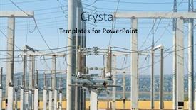  Presentation with high voltage - Slides enhanced with part-of-high-voltage-substation background and a light blue colored foreground