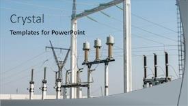  Presentation with switches - Presentation design enhanced with part-of-high-voltage-substation background and a light blue colored foreground