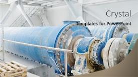  Presentation with blue metallic - Presentation design consisting of part-of-huge-industrial-machine background and a lemonade colored foreground