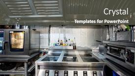  Presentation with restaurant kitchen - Slide set consisting of part-of-interior background and a gray colored foreground