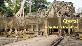  Presentation with ancient asia - PPT theme with part of khmer angkor temple background and a tawny brown colored foreground