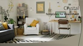  Presentation with living room - Presentation design consisting of part-of-living-room background and a mint green colored foreground