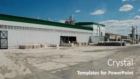  Presentation with modern building - Slide set with part-of-long-building background and a  colored foreground