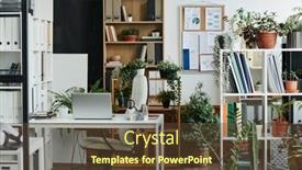  Presentation with cup coffee - Presentation theme consisting of part-of-modern-openspace-office background and a tawny brown colored foreground