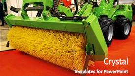  Presentation with car cleaning - Beautiful theme featuring part of municipal car for cleaning roads and sidewalks closeup backdrop and a crimson colored foreground