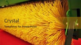  Presentation with car cleaning - Slide deck enhanced with part of municipal car for cleaning roads and sidewalks closeup background and a gold colored foreground