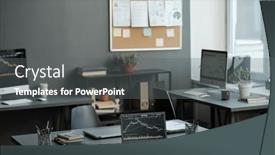  Presentation with development - Slides featuring part-of-openspace-office background and a gray colored foreground