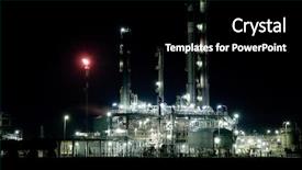  Presentation with refinery - Theme enhanced with chemical industry distillation - part of refinery complex night background and a black colored foreground