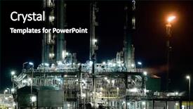  Presentation with refinery - Amazing PPT layouts having part of refinery complex night backdrop and a black colored foreground