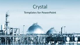  Presentation with refinery - Slide deck with part of refinery complex background and a sky blue colored foreground
