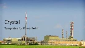 Presentation with refinery - Presentation theme featuring part of refinery complex background and a light blue colored foreground