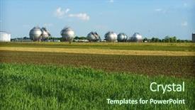  Presentation with refinery - Cool new presentation theme with part of refinery complex in field backdrop and a tawny brown colored foreground