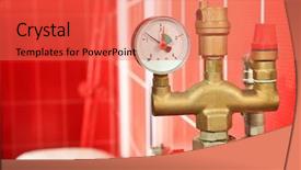  Presentation with boiler - Cool new PPT theme with part of solid fuel boiler backdrop and a coral colored foreground