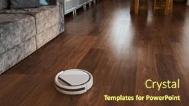  Presentation with living room - Presentation design consisting of part-of-spacious-kitchen background and a tawny brown colored foreground