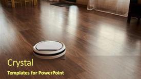  Presentation with vacuum cleaner robot - Slides having part-of-spacious-kitchen background and a tawny brown colored foreground