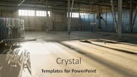  Presentation with metallic - PPT theme with part-of-spacious-modern-warehouse background and a lemonade colored foreground