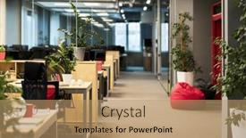  Presentation with green office - Theme featuring part-of-spacious-office background and a coral colored foreground