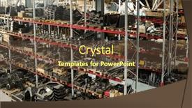 Presentation with industrial machines - Presentation theme featuring part-of-spacious-storage-room background and a tawny brown colored foreground