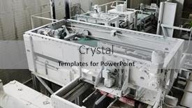  Presentation with industrial machine - PPT theme having part-of-spacious-workshop background and a light gray colored foreground