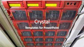  Presentation with telecommunications - PPT layouts having part of telecommunications equipment in the rack background and a tawny brown colored foreground