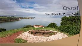  Presentation with rocky ocean coast - PPT theme consisting of part-of-the-famous-costa background and a light blue colored foreground