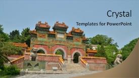  Presentation with ancient china - Audience pleasing PPT theme consisting of part-of-touristic-attractions backdrop and a light blue colored foreground