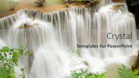  Presentation with tropical forest - Theme having part of tropical rain forest waterfall in national park in thailand background and a light gray colored foreground
