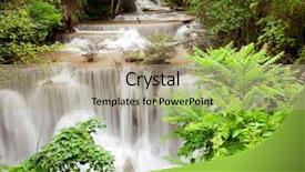  Presentation with tropical forest - Audience pleasing PPT theme consisting of part of tropical rain forest waterfall in national park in thailand backdrop and a coral colored foreground