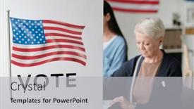  Presentation with american flag - Theme having part-of-voting-booth background and a light gray colored foreground