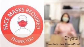  Presentation with announcement - Cool new PPT theme with part-of-wall-in-clothing backdrop and a coral colored foreground