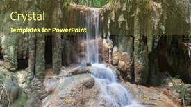  Presentation with thailand - PPT theme consisting of part-of-waterfall-erawan background and a tawny brown colored foreground