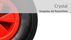  Presentation with tire - Colorful presentation design enhanced with part-of-wheelbarrow-wheel-tire backdrop and a light gray colored foreground