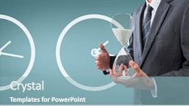  Presentation with sand clock - Presentation consisting of man holding a sand clock background and a light blue colored foreground