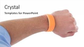  Presentation with smart watch red - Slides consisting of part time work - cropped hand of businessman wearing background and a white colored foreground