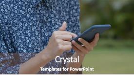  Presentation with mobile phone in woman hand - PPT layouts consisting of part time work - woman use of mobile phone background and a violet colored foreground