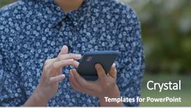  Presentation with smart - Cool new theme with part time work - woman use of smart phone backdrop and a ocean colored foreground