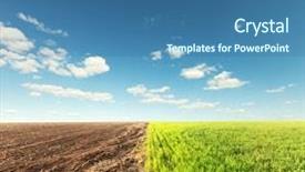  Presentation with blue sky - Presentation design consisting of part with grass and second background and a teal colored foreground
