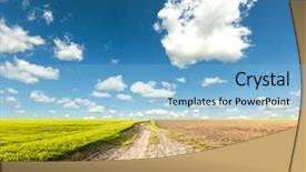  Presentation with pencils blue one yellow - Presentation theme featuring part with grass and second background and a light blue colored foreground