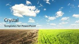  Presentation with sky blue - Slide set having part with grass and second background and a light blue colored foreground