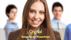  Presentation with young business woman smile show - Presentation theme enhanced with partenrship - portrait of a smiling beautiful background and a  colored foreground
