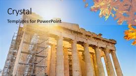  Presentation with mythology ancient greece zeus god - PPT layouts with parthenon in acropolis athens greece background and a light blue colored foreground