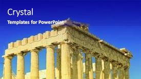 Presentation with culture heritage greece - Theme featuring parthenon-in-acropolis-athens-greece background and a royal blue colored foreground