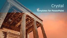  Presentation with night sky - Presentation featuring parthenon-over-colorful-sky background and a ocean colored foreground